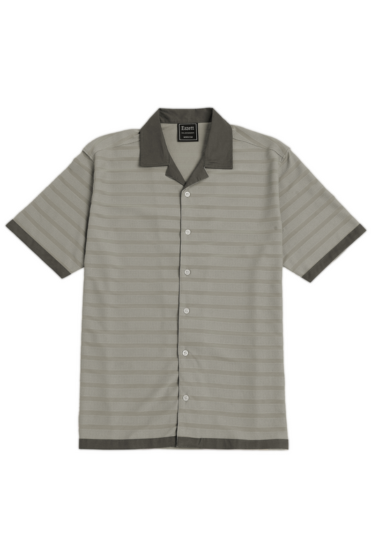 Olive Textured Fabric Cuban Shirt