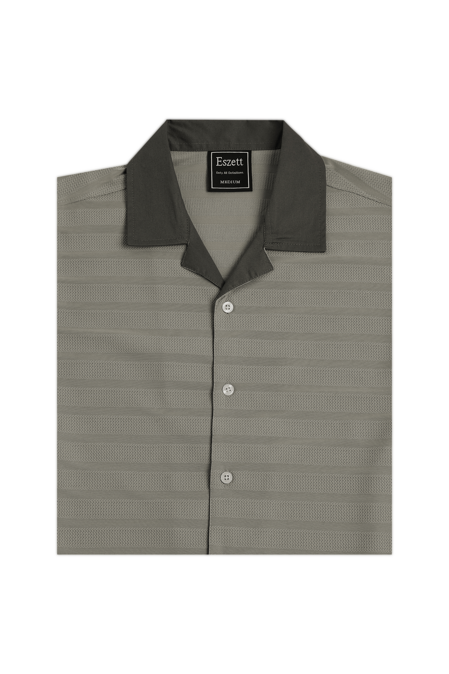 Olive Textured Fabric Cuban Shirt
