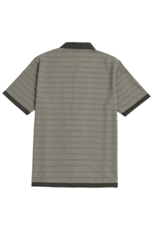 Olive Textured Fabric Cuban Shirt